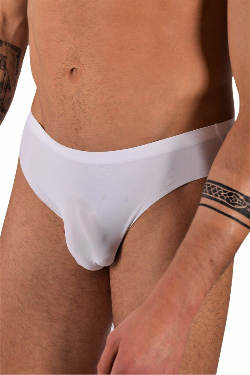 SMU ICE Brief Sexy Stretchy Silky Second Skin Total C-through Wet White Briefs