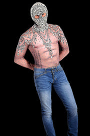 SMU Men Luxurious rhinestones stretchy body suit with hood S/M 3103 2