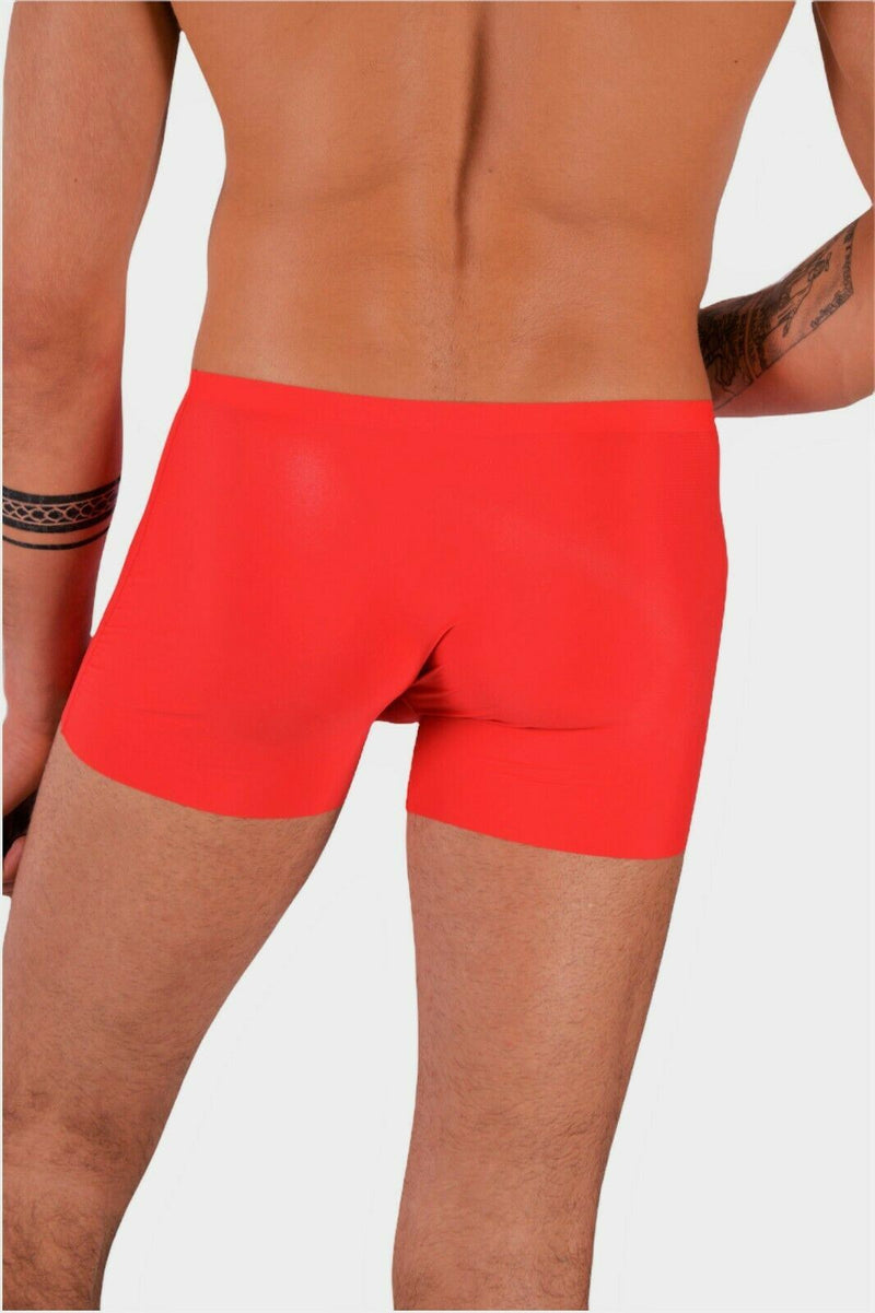 SMU sexy Underwear Skin Boxer Thin Stretchy  Silky Ice seethrough when wet Red