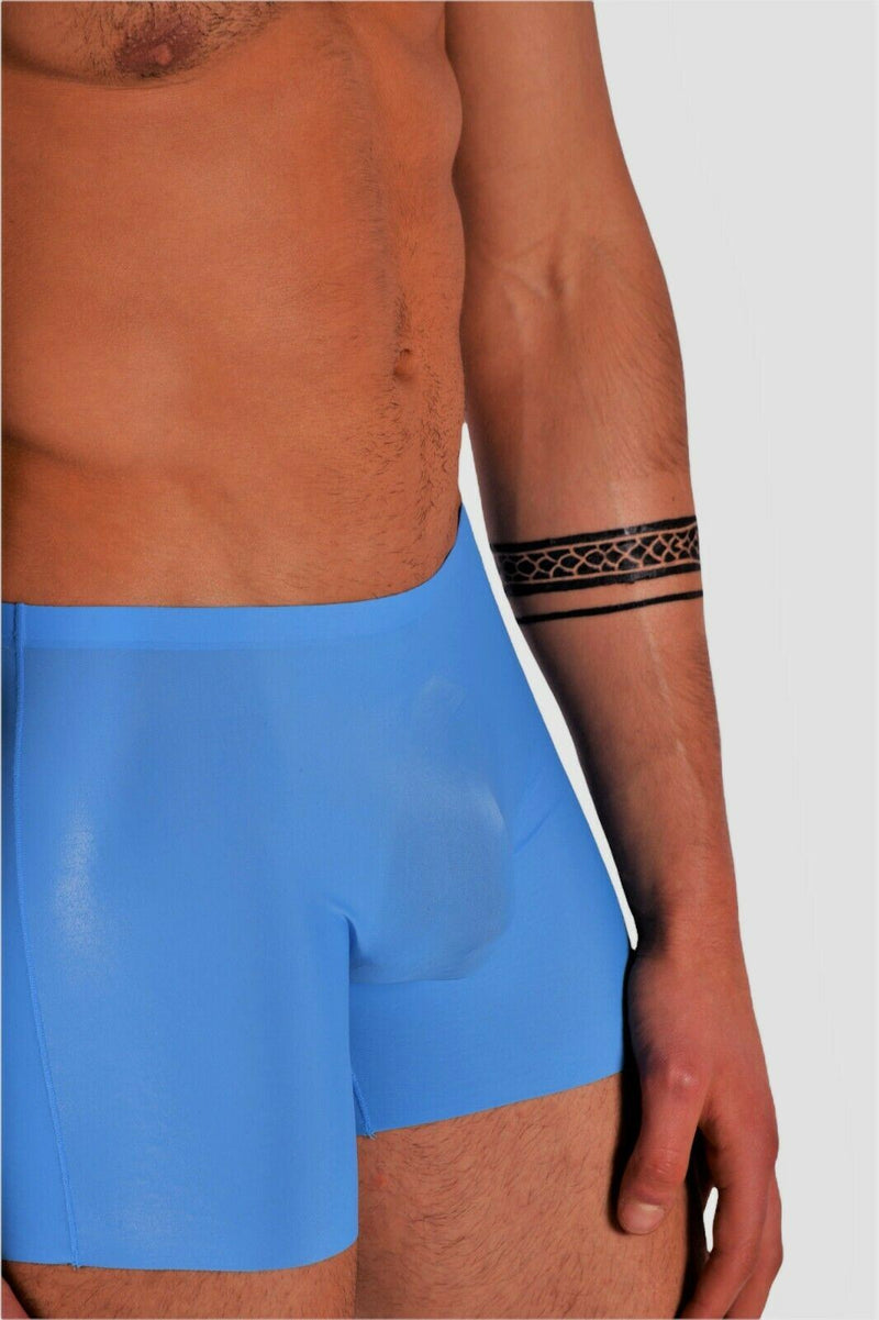 SMU super sexy Underwear Skin Boxer Thin Stretchy Sexy Silky  Ice Blue