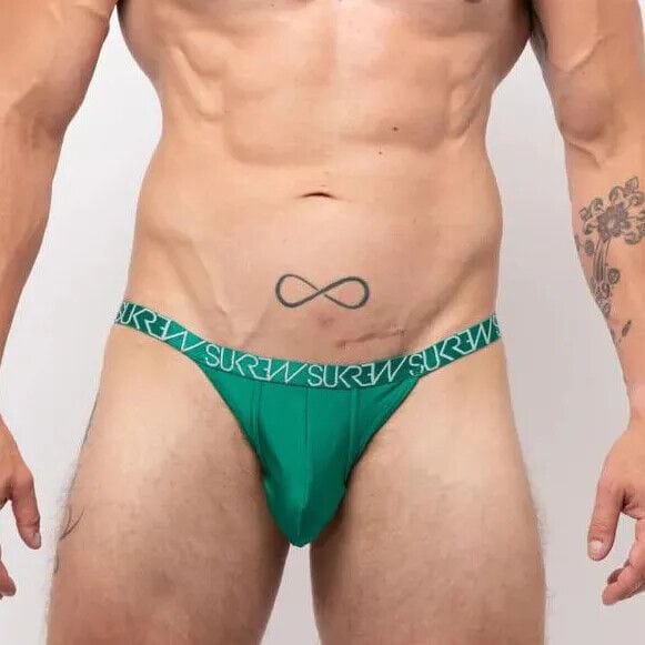 SUKREW Bubble Thong Extra Stretch Cupping Pouch Shiny Emerald Green 44