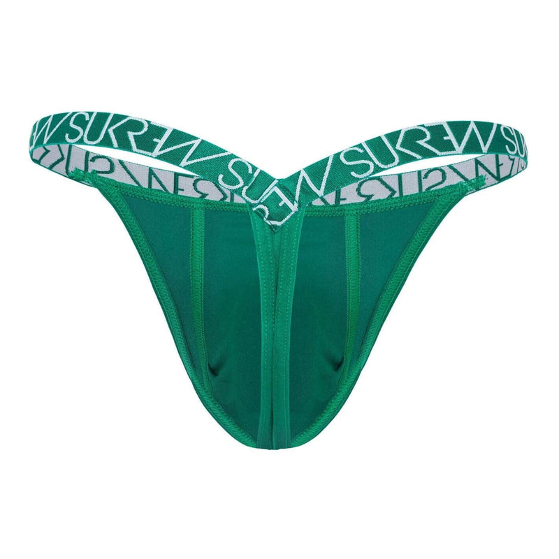SUKREW Bubble Thong Extra Stretch Cupping Pouch Shiny Emerald Green 44