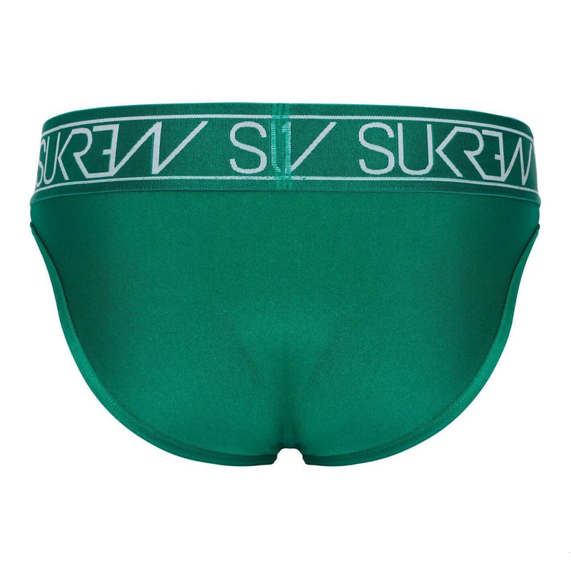 SUKREW Classic Brief High-Cut Contoured Pouch Shiny Green Emerald Briefs 35