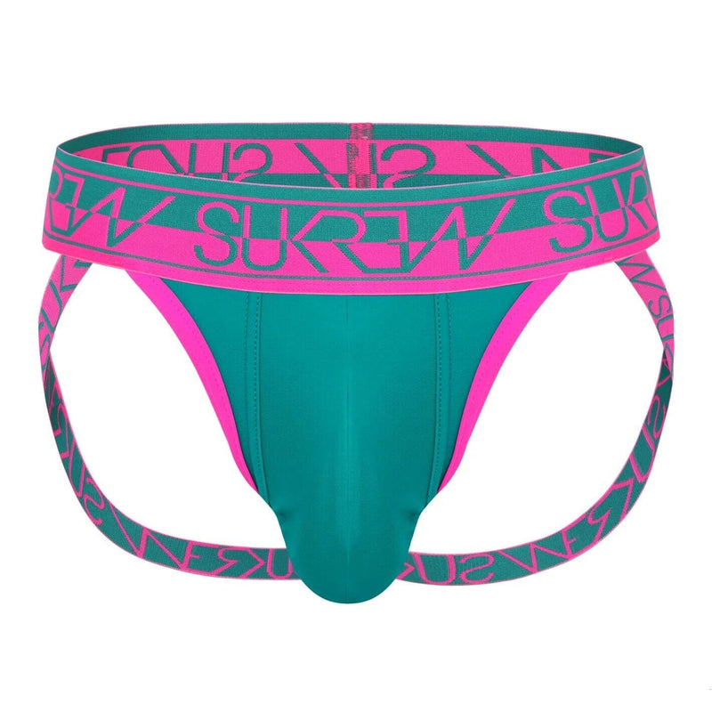 SUKREW Jockstrap Well-Balanced Large Pouch Branded Jock Pink/Green 43