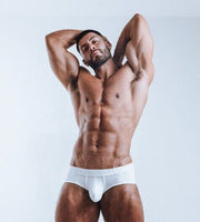 SUKREW Low-Rise Apex Briefs With Rounded Cupping Pouch Stretchy White Brief 39