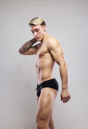 SUKREW Swim Briefs Torrent Rounded Contoured Pouch Lined in Jet Black 355