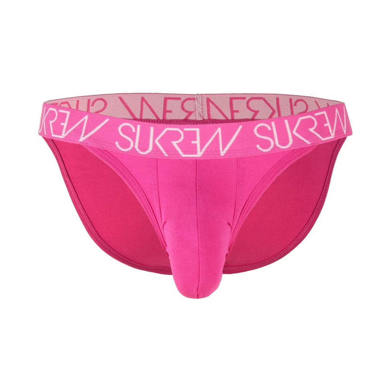 SUKREW Tanga Brief Unlined Large Contoured Pouch & Skimpy Back Tropical Pink 38