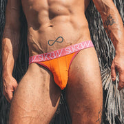 SUKREW Tanga Brief With Large Contoured Pouch & Skimpy Back Sunrise Orange 38