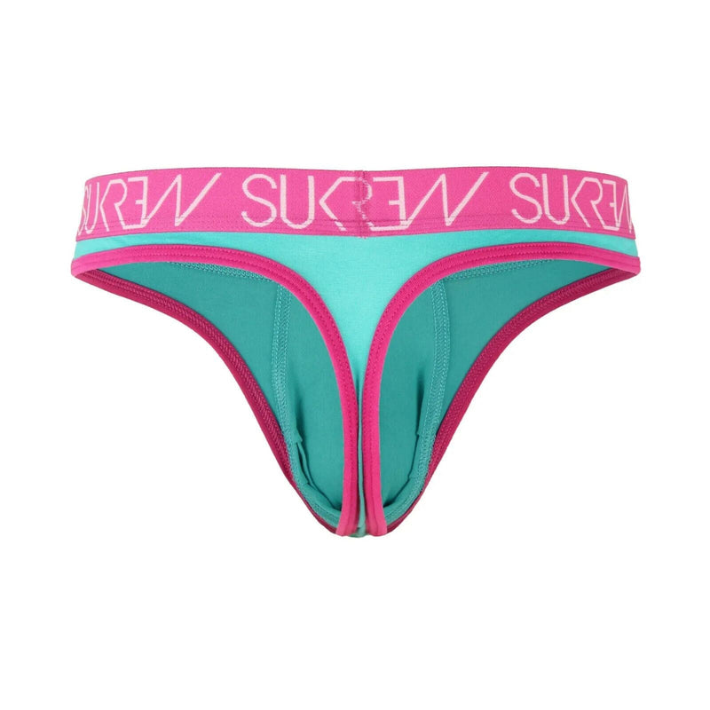 SUKREW Thong Classic Unlined For Extra Stretchy Contour Pouch Pool Blue Thongs 5