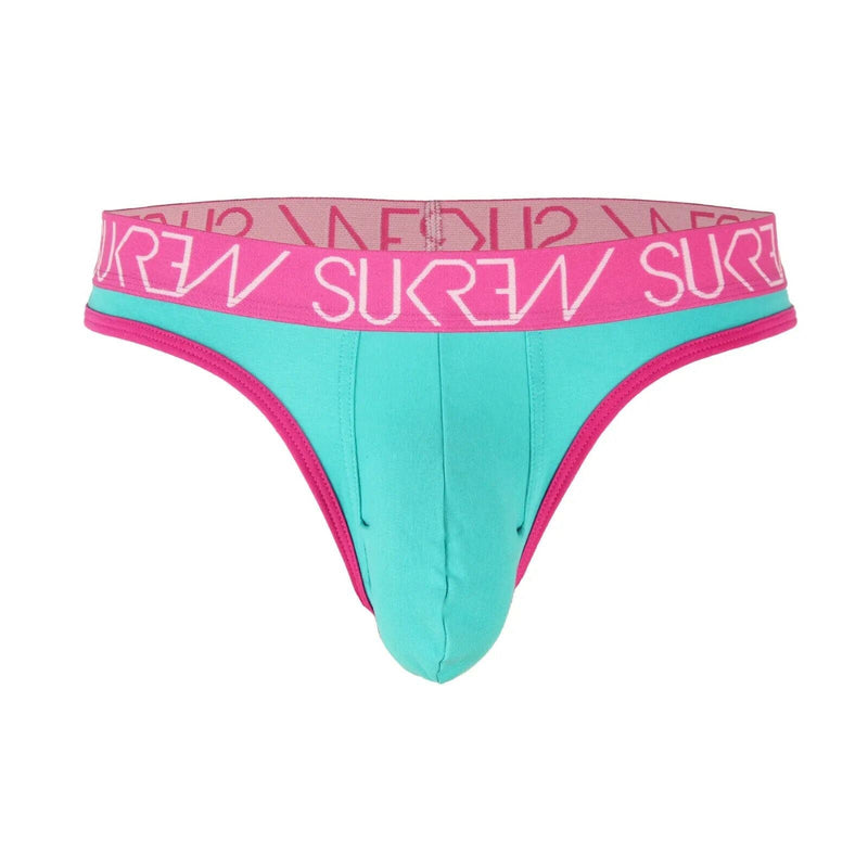 SUKREW Thong Classic Unlined For Extra Stretchy Contour Pouch Pool Blue Thongs 5