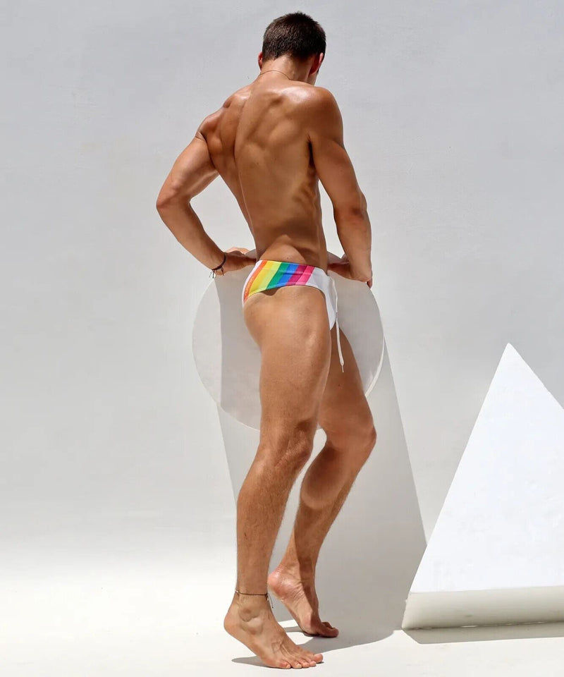 Swimwear RUFSKIN RAINBOW Swim-Briefs Cheeky Cut Inner Drawcord White 76