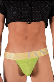 TANN MONTREAL Jock With Lifting Rear Elastic Jockstrap LIME 3