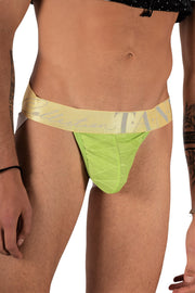 TANN MONTREAL Jock With Lifting Rear Elastic Jockstrap LIME 3
