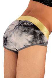 TANN MONTREAL Tie Dye Brief Metallic Gold Waistband Olive 4