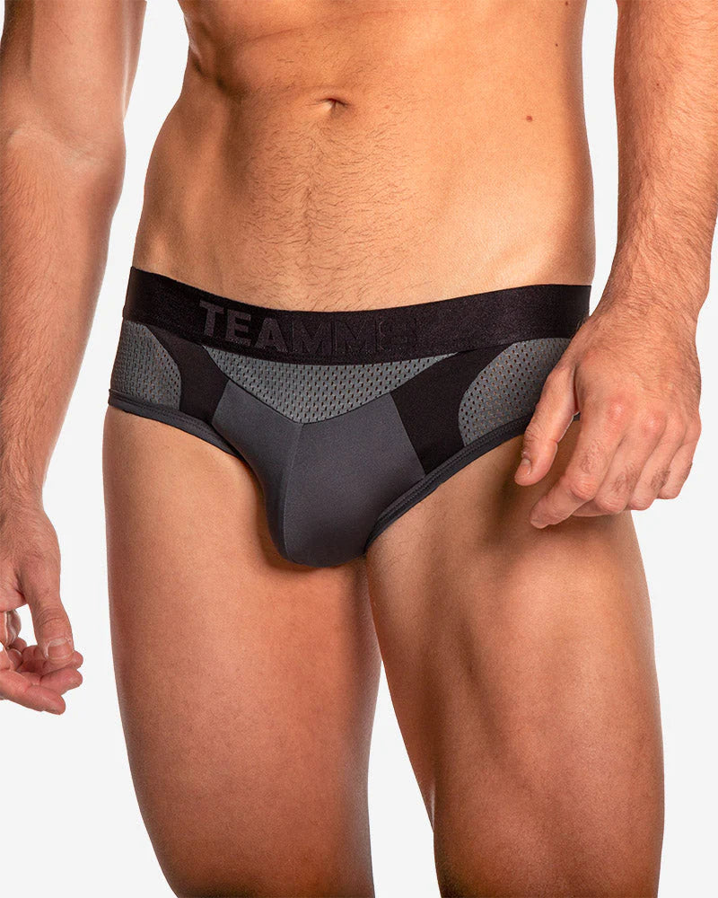 TEAMM8 Aerial Briefs Luxury & Classic 4-Way Stretch Brief Mesh Net Metal 10