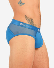 TEAMM8 Brief Sexy Score With Mesh Netting Insert Peek-a-Boo Briefs Blue 5