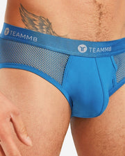 TEAMM8 Brief Sexy Score With Mesh Netting Insert Peek-a-Boo Briefs Blue 5
