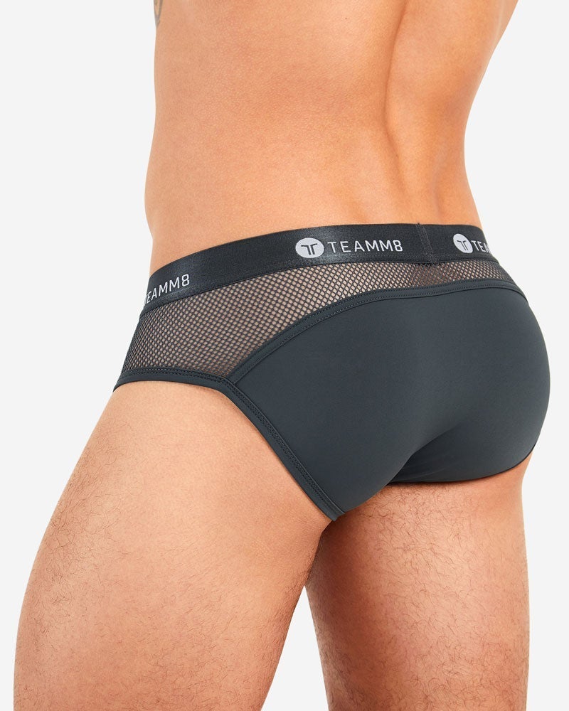 TEAMM8 Briefs Sexy Score With Mesh Netting Insert Peek-a-Boo Brief Metal 5