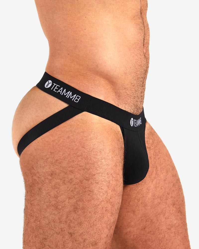 TEAMM8 Cotton Jock Super Low-Rise Coloured Jockstrap Unbeatable Comfort Black 7