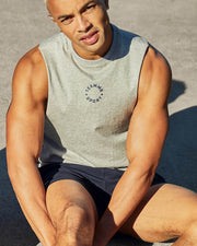 TEAMM8 Cotton Tank Square Cut Workout Muscle Tanktop Sport Grey Merle 13