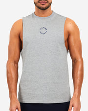 TEAMM8 Cotton Tank Square Cut Workout Muscle Tanktop Sport Grey Merle 13