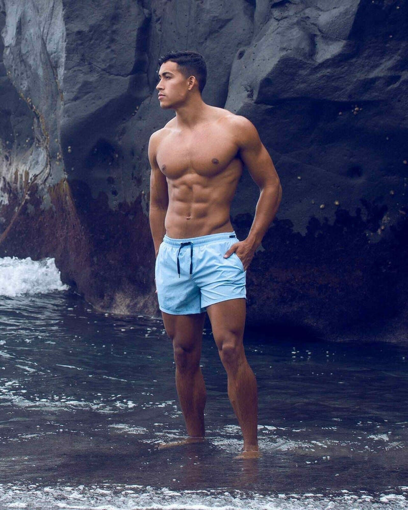 TEAMM8 Grid Swim-Short Quick Dry 4-Way Stretch Swimwear Slim Fit Blue 2