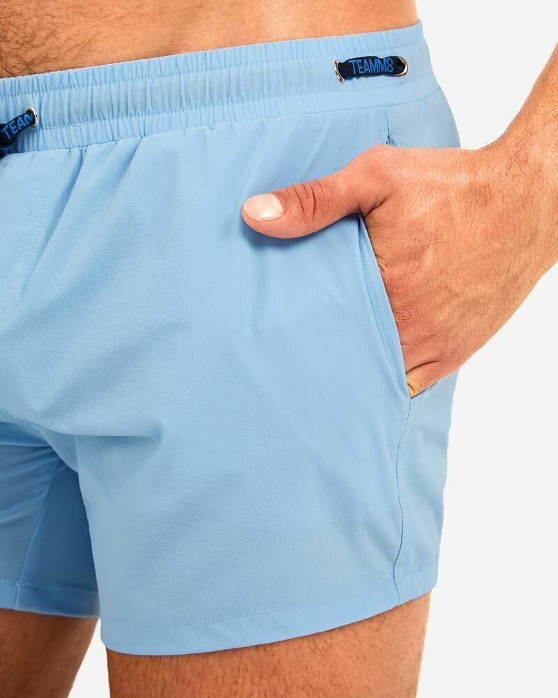 TEAMM8 Grid Swim-Short Quick Dry 4-Way Stretch Swimwear Slim Fit Blue 2