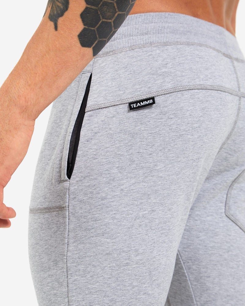 TEAMM8 Legging Rider Sweat Pant 4-Way Stretch & Two Side Zip Pockets Grey Marle