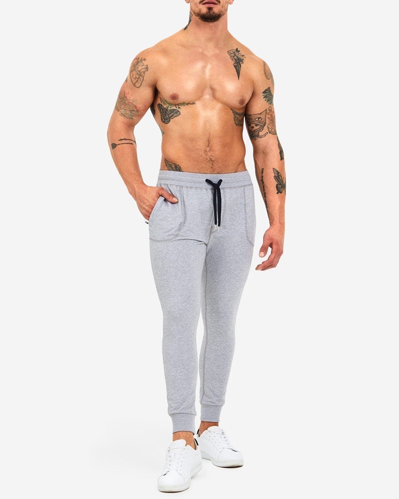 TEAMM8 Legging Rider Sweat Pant 4-Way Stretch & Two Side Zip Pockets Grey Marle