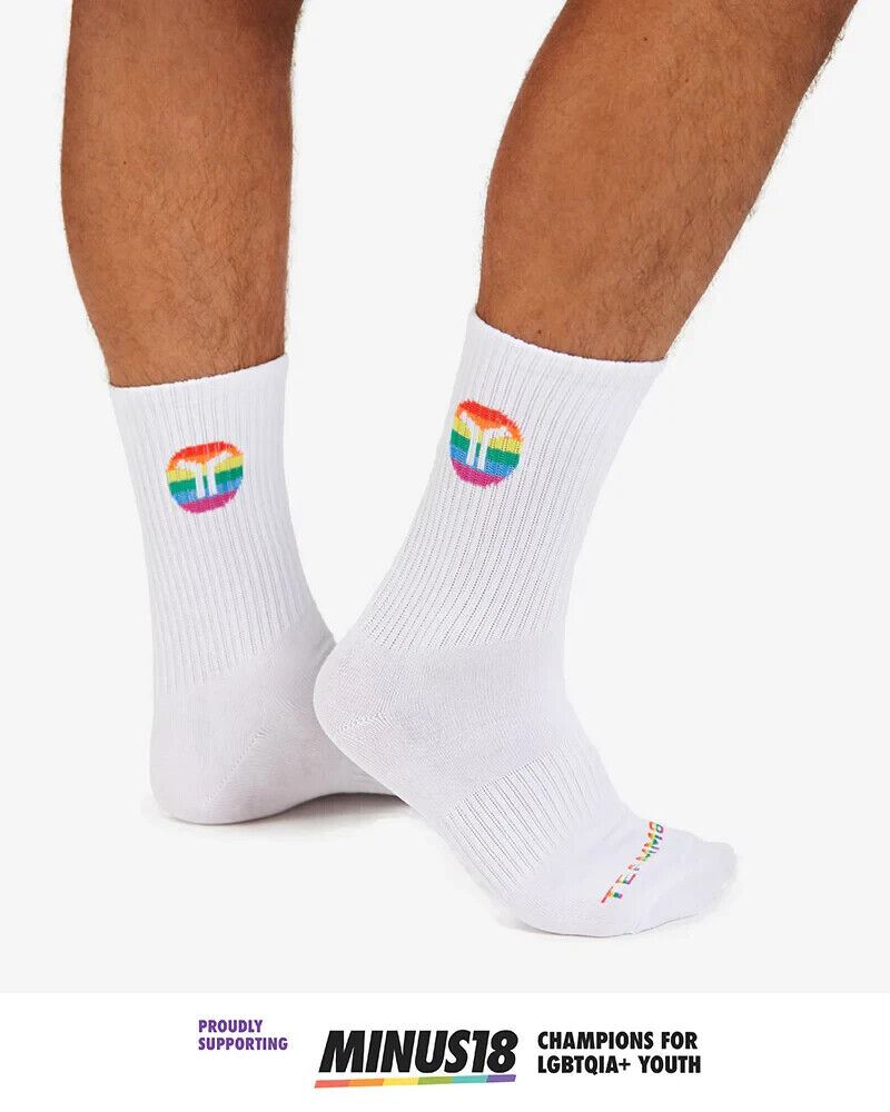 TEAMM8 Sport Socks Gay Pride White Socks 9