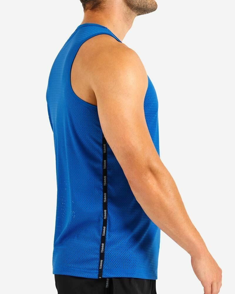 TEAMM8 Tank Advantage Mesh Blue high Performance Workout Tanktop Royal Blue 12