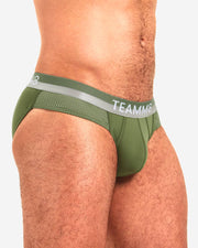 TEAMM8 ZEUS Brief With Shield-Like Pouch Mesh Bands Briefs Khaki 6