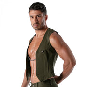 TOF PARIS Chain Vest Patriot Elegant Open Jacket With Removable Chain Khaki