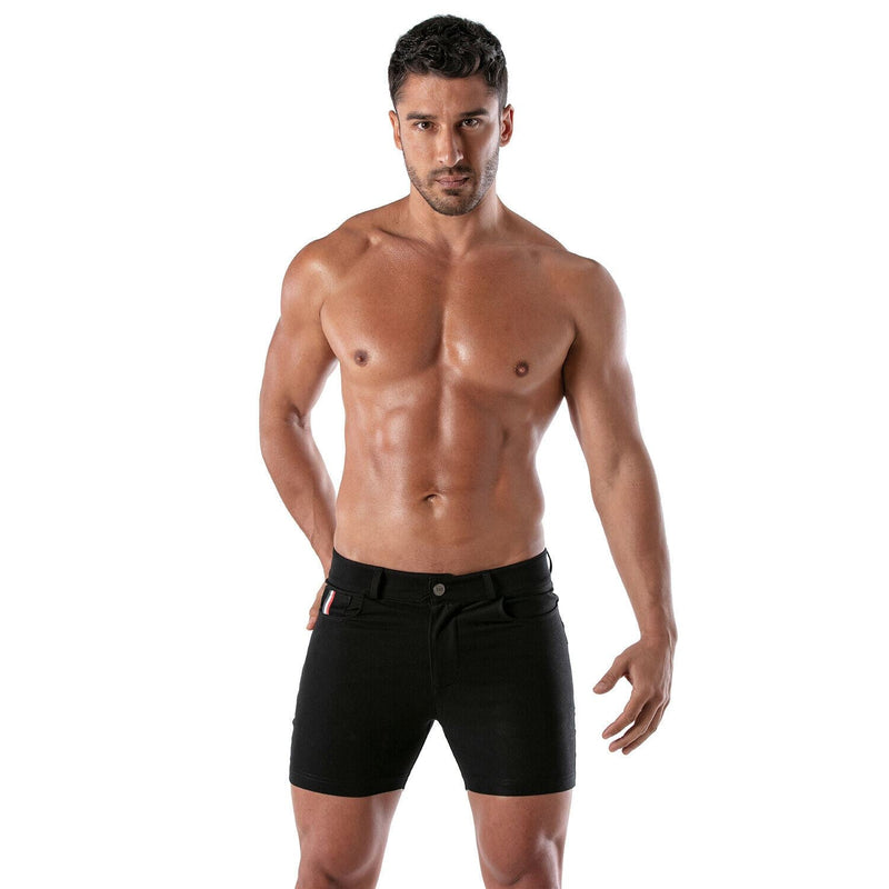 TOF PARIS Chino Short PATRIOT Mid-Thigh Shorts Low Waist & Tight Fit Black