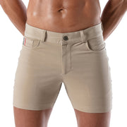 TOF PARIS Chino Shorts PATRIOT 5 Pocket Low-Waist & Tight Fit Short Beige