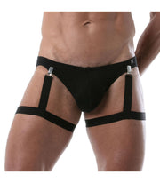 TOF PARIS Circuit Leg Harness Imitating Garter Belts Elastic Thigh Black 89