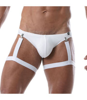 TOF PARIS Circuit Leg Harness Imitating Garter Belts Elastic Thigh White 89