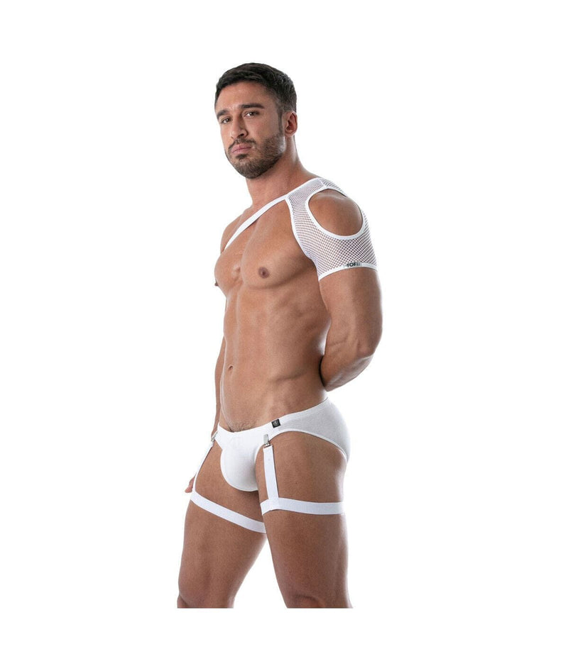 TOF PARIS Circuit Leg Harness Imitating Garter Belts Elastic Thigh White 89