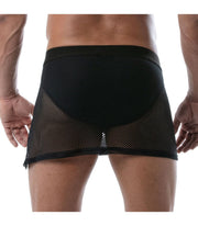 TOF PARIS Circuit Mesh Skirt Totally Transparent With Easy Opening Sarong Black