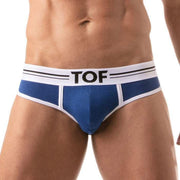 TOF PARIS French Cotton Briefs Jacquard Deep Lined Front Pouch Royal-Blue
