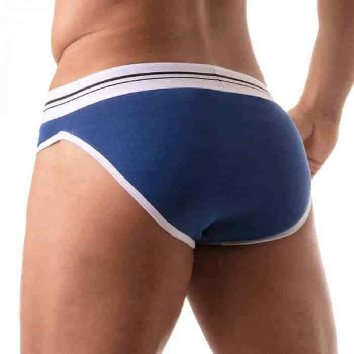 TOF PARIS French Cotton Briefs Jacquard Deep Lined Front Pouch Royal-Blue