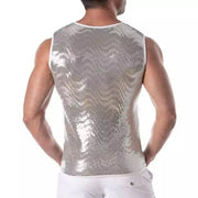 TOF PARIS Glitter Form - Fitting Tank Top Fashion Sequin Silver 153