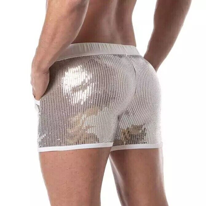 TOF PARIS Glitter Sequin Shorts Mid - Thigh Short Shiny Silver 492