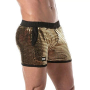 TOF PARIS Glitter Shorts Mid - Thigh Sequin Short Fashion Shiny Gold 491