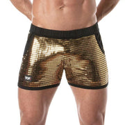 TOF PARIS Glitter Shorts Mid - Thigh Sequin Short Fashion Shiny Gold 492