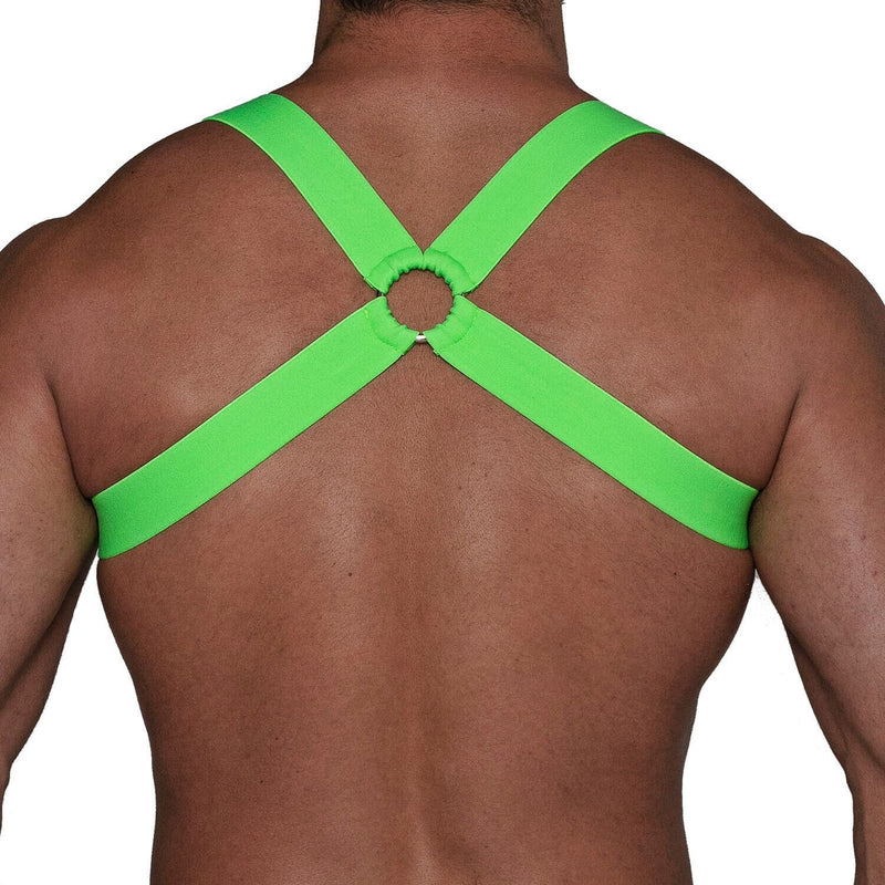 TOF PARIS H-Shaped Elastic Harness With Back-Zamac Buckle Neon Green