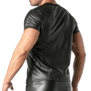 TOF PARIS Kinky Zippered Pockets T-Shirt High Quality Leather - Look Black Shirt 47B3