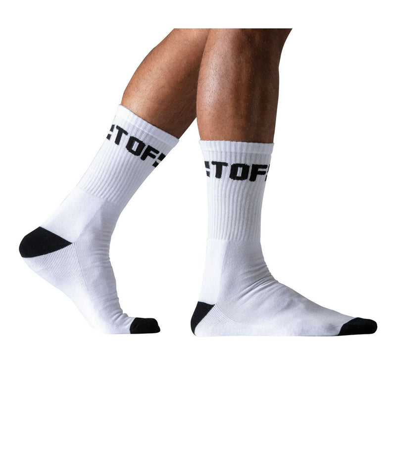 TOF PARIS Long Sport Sock Cushioned Sol Mid-Calf Sock White & Black 25