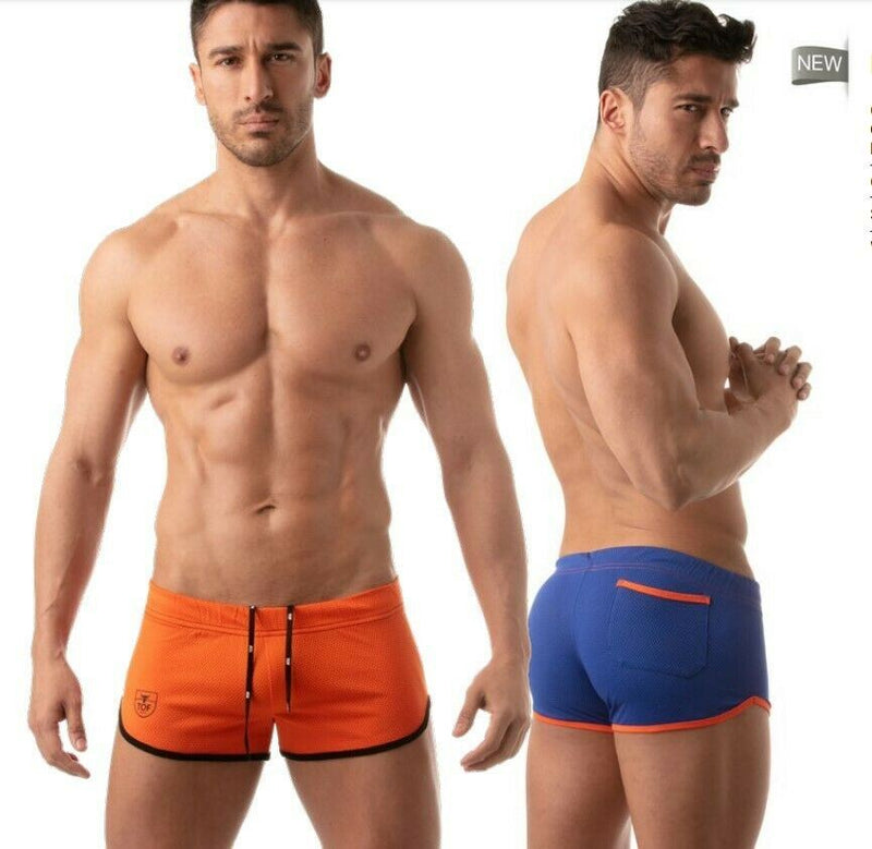 TOF PARIS Mesh Shorts Retro Microfiber Low-Waist Fitted Orange Short 5