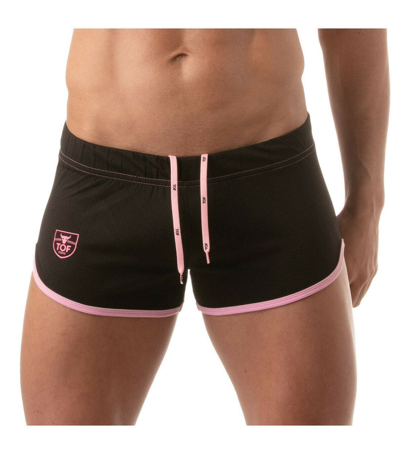 TOF PARIS Mesh Shorts Retro Microfiber Low-Waist Fitted Short Black 5